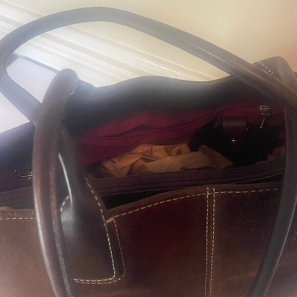 Cole Haan Suede Leather Shoulder Bag/Tote Brown - Picture 6 of 9